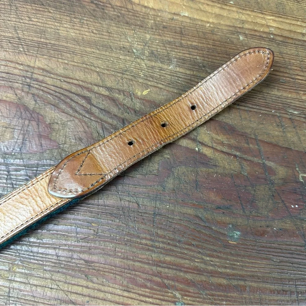 Polo Ralph Lauren PRL Plaid Wool Leather Belt Size 38 Blackwatch